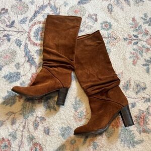 Free People Rich Brown Suede Heeled Boots